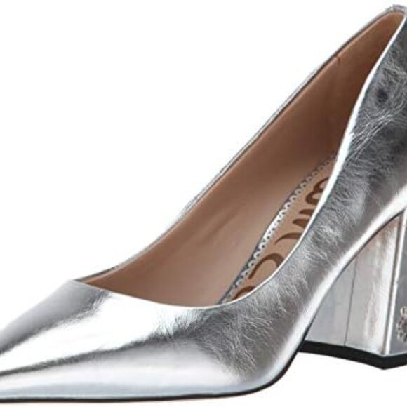 Sam Edelman Tatiana Metallic Silver Genuine Leather Block Heel Pump / Size: 10 - Picture 12 of 12